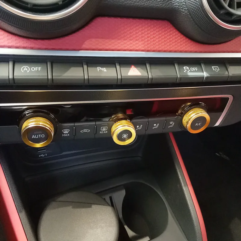 Auto Styling Konsole Multimedia Knopf Ring Rahmen Trim Für Audi A3 8V S3  2014-2018 Tür Armlehne Taste abdeckung Innen Zubehör - AliExpress