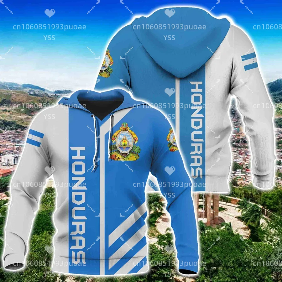 

Summer New Men's Hoodie flag of Honduras 3D Printing Fashion Casual Zipper Hoodie Oversize Street Men's and Women's Hoodie