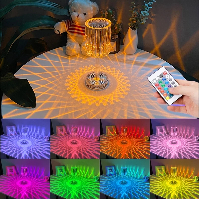 

Diamond Table Lamp USB Acrylic Desk Lamp Bedroom Bedside Bar Crystal Lights Decoration Romantic Atmosphere Gift Nightlight