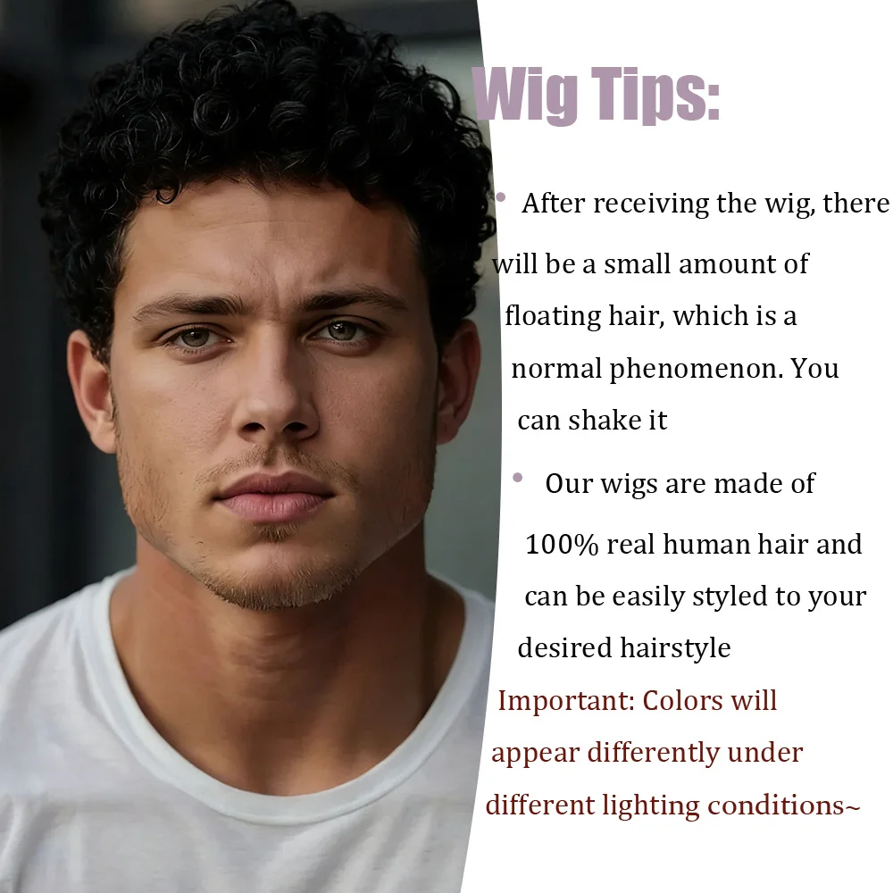 Parrucca da uomo con taglio pixie in capelli umani colore nero - immagine 4