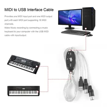 MIDI 케이블-USB 입력-출력 변환기, 전문 MIDI 인터페이스, 오디오 음악, 키보드 PC, 전기 피아노 드럼 어댑터