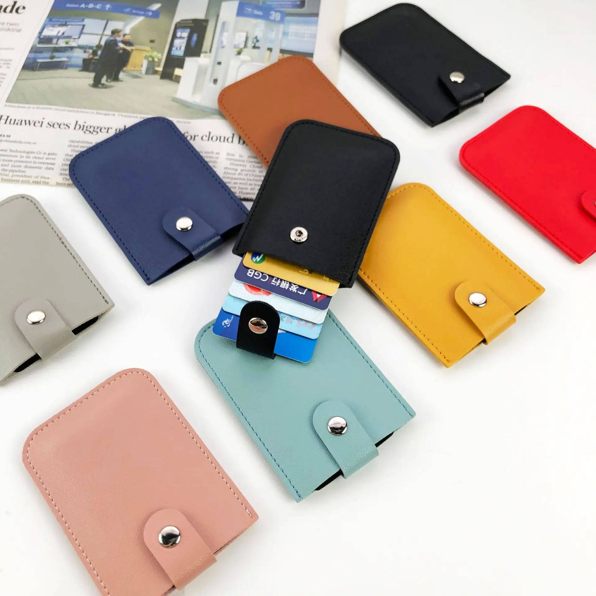 Cartera de cuero PU para funda de teléfono móvil, tarjetero adhesivo  multifuncional para teléfono móvil - AliExpress