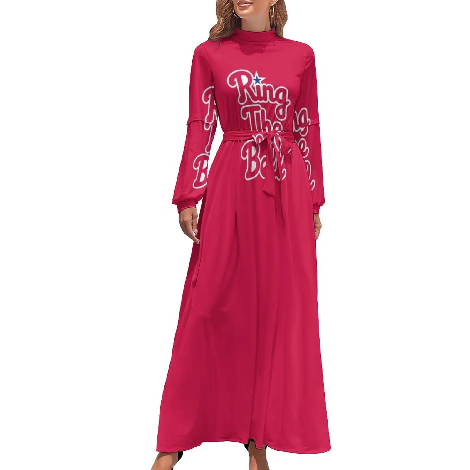 

Ring The Bell, text - Red Long Dress Woman fashion summer clothes