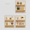 Bathroom Wood Shelf Holder Bath Shower Corner Rack Wall Mounted No Drill Shelves Organizer Kitchen Bathroom Storage Accessories 5