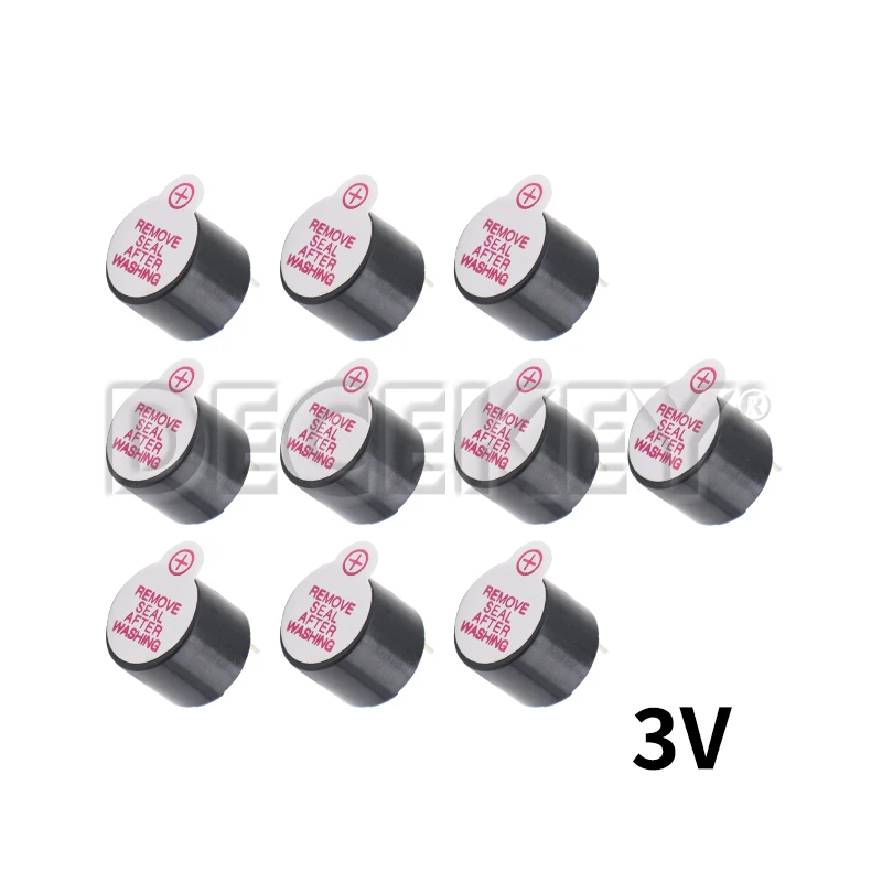 Pack of 10 Magnetic Active Buzzers - Continuous Beep Tone, Various Voltage Options