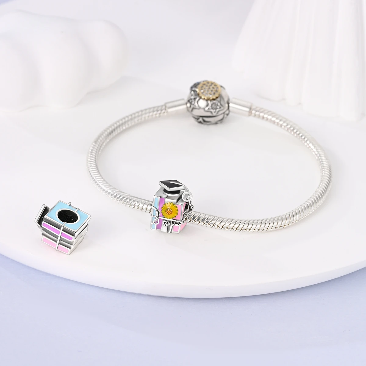 Silver Plated Roller Skates Wings Dangle Charm fit Original Pandora Bracelet Beads Color Enamel Pendant Women Jewelry Making