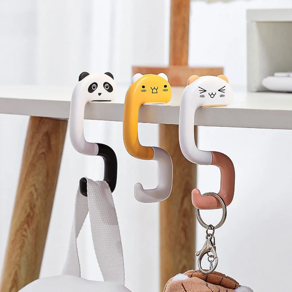Desktop Bag Hook Strong Load-Bearing Table-Side Non-Slip Schoolbag Key Hanger Foldable Cartoon Animal Hooks