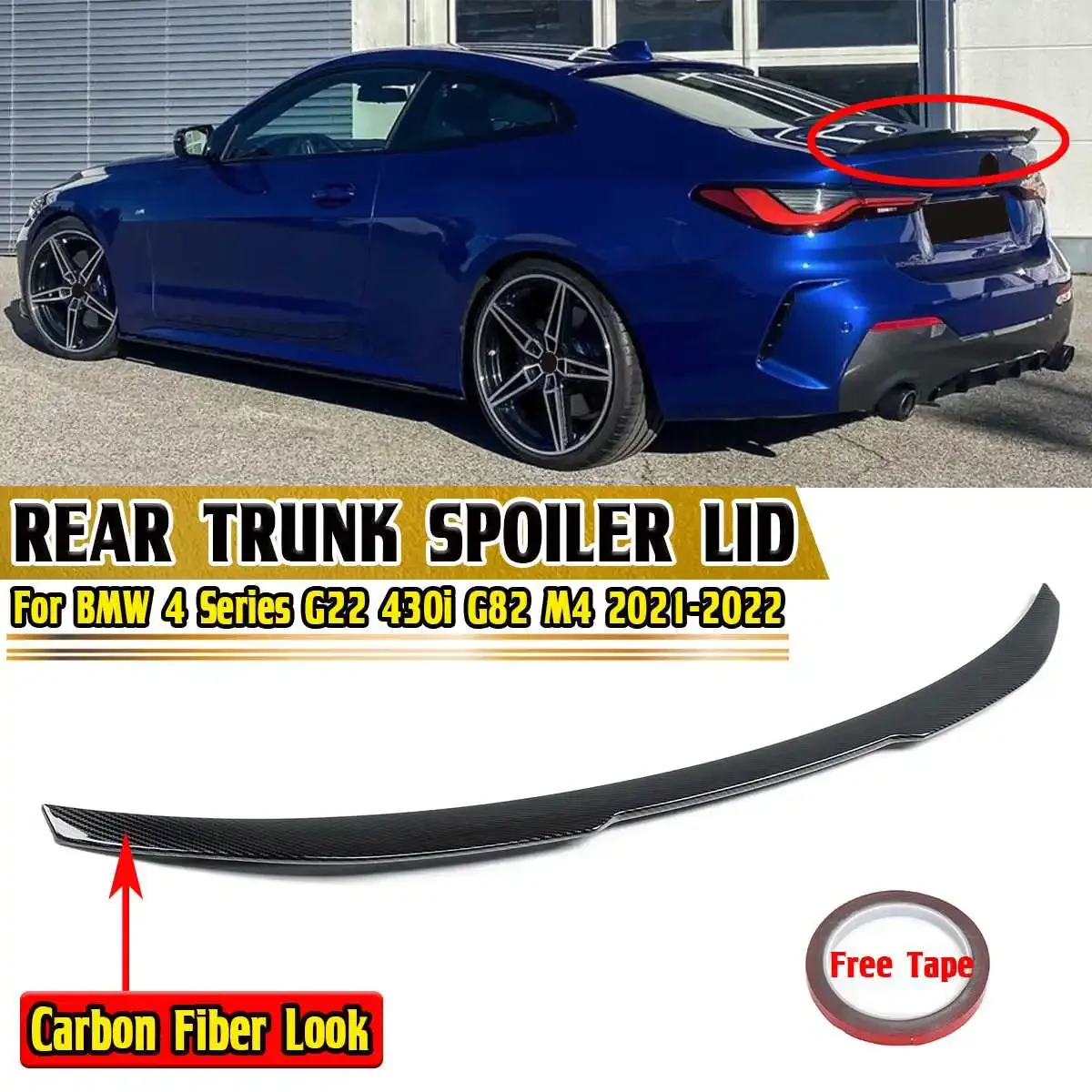 G22 M4 Psm Style Car Spoiler Posteriore Labbro Ala Per Bmw Serie 4 G22 430I G82 M4 2021-2022 Auto Posteriore Tronco Spoiler Lip Boot Wing Lip