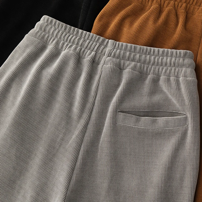 Autumn and Winter New American Retro Corduroy Sweatpants Men's Simple Heavyweight Knitted Loose Casual Sports Ankle-tied Pants