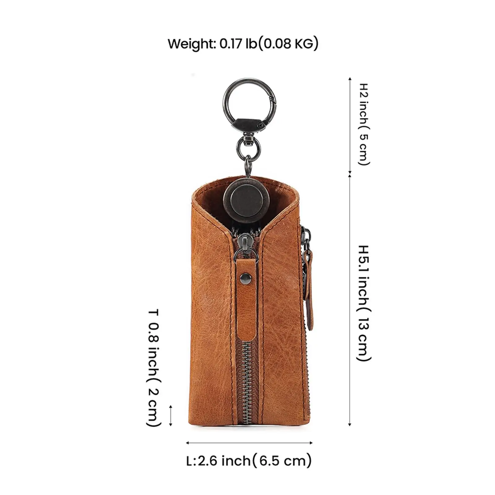 

PU Leather Waist Key Bag Purse Zipper Closure Keychain Case with 5 Hooks