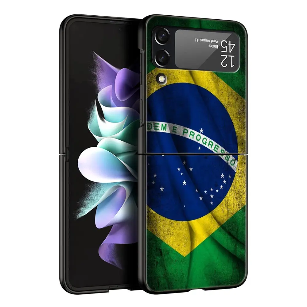 Brazil Flag Themed Black Folding Phone Case - Durable Hard Shell Cover