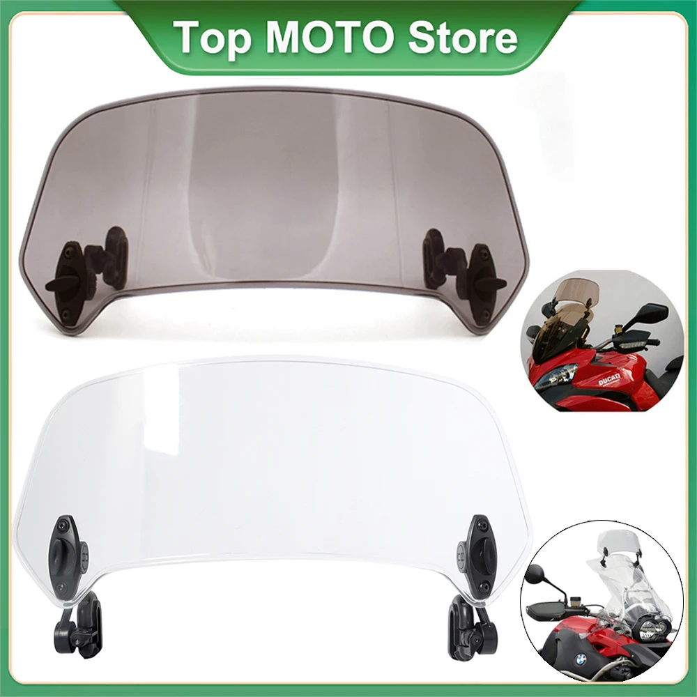 Universal Motorcycle Windshield Extension Adjustable Spoiler ClampOn Windscreen Deflector For