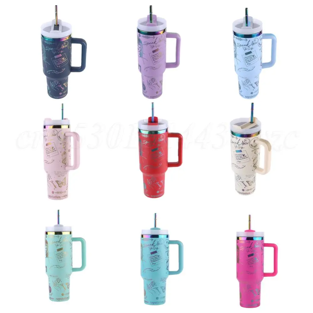40oz Vacuum Insulated Car Mug Thermal Coffee Car Cup with Straw Stainless Steel Vacuum Insulated Tumbler for Sports Outdoor Tour