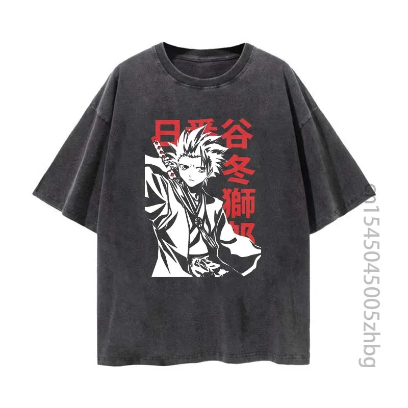 

Toshiro Hitsugaya аниме женская рубашка уличная одежда Harajuku Винтажная футболка с эффектом потертости Мужская футболка