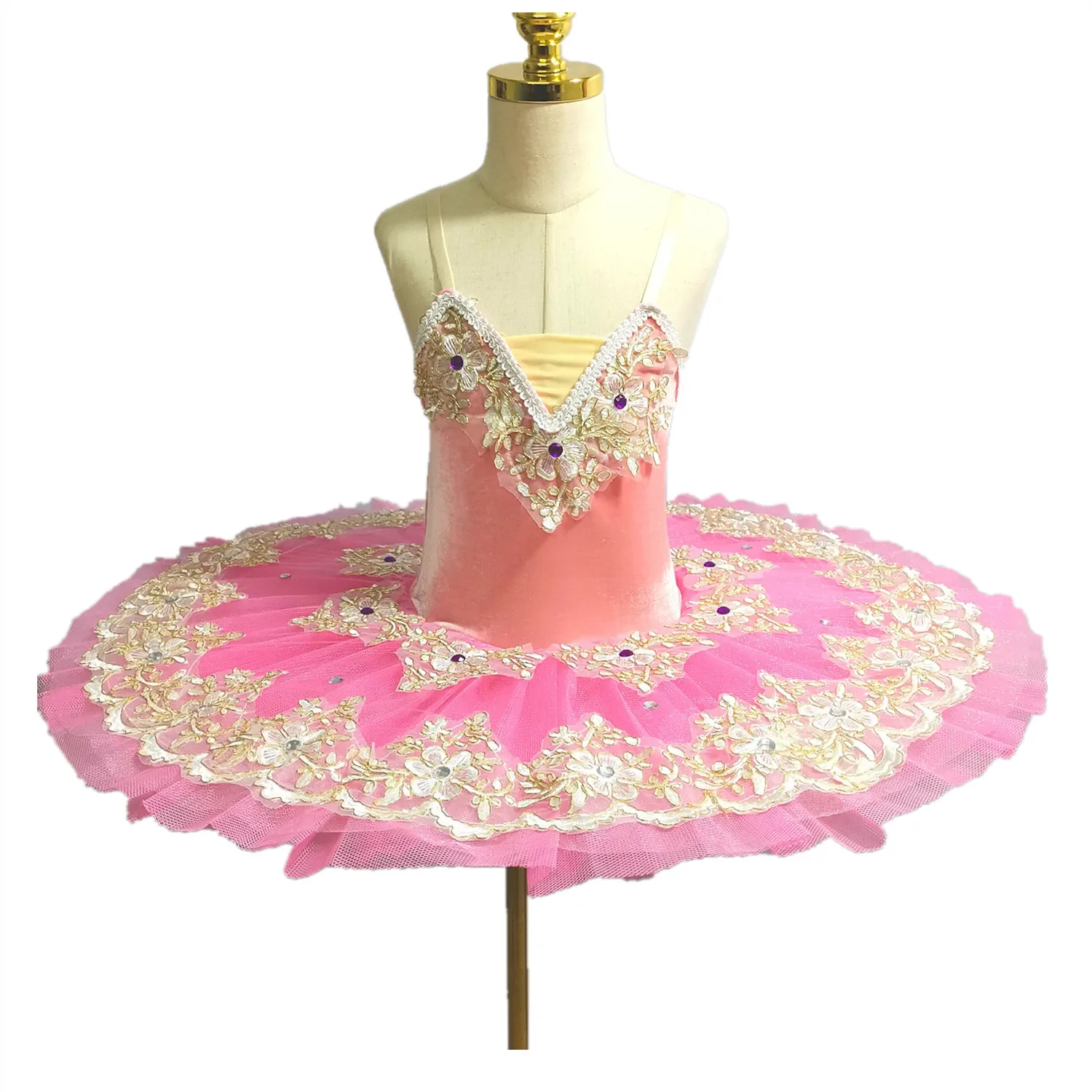 

Pink Ballet Tutu Skirt Sling Puffy White Swan Lake Belly Dance Wear Beauty Group Performance Costume Stage Dress