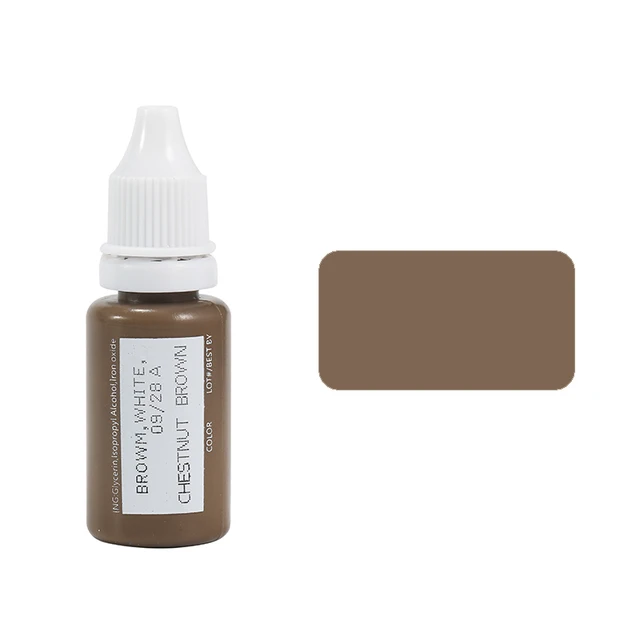 15ml Tattoo Ink Set Permanent Makeup Eyebrow Lips Eye Line Tattoo Color Microblading Pigment for Body Beauty Tattoo Art Supplies Chestnut Brown