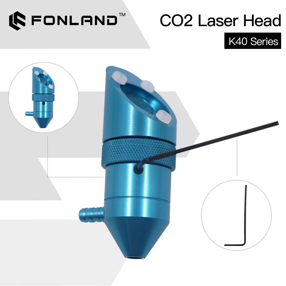 FONLAND CO2 레이저 헤드, K40 시리즈 레이저 조각 절단기, 렌즈 직경 12mm, 15mm, 18mm, 초점 길이 50.8mm 미러 20mm