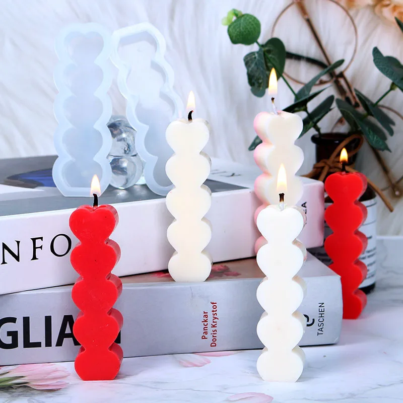Candle Mold 5 Cavity silicone mold,silicone candle mold,aromatherapy candle mold,silicone candle molds,candle mold Love Heart DIY Aromatherapy Plaster Silicone Mold Home Decor Ornament Handmade Candle Making Resin Molds
