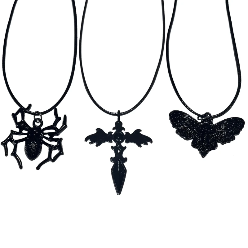 

Y4QE подвеска в виде пауков в стиле панк, ожерелье, модное ожерелье на Хэллоуин с крестом и молью, подвеска на ключицу, изделия