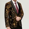 Men's Gold Sequin Blazer Jacket Men 2023 Fashion Slim FIt One Button Dress Suit Blazer Male Party Wedding Stage Costume Homme 3