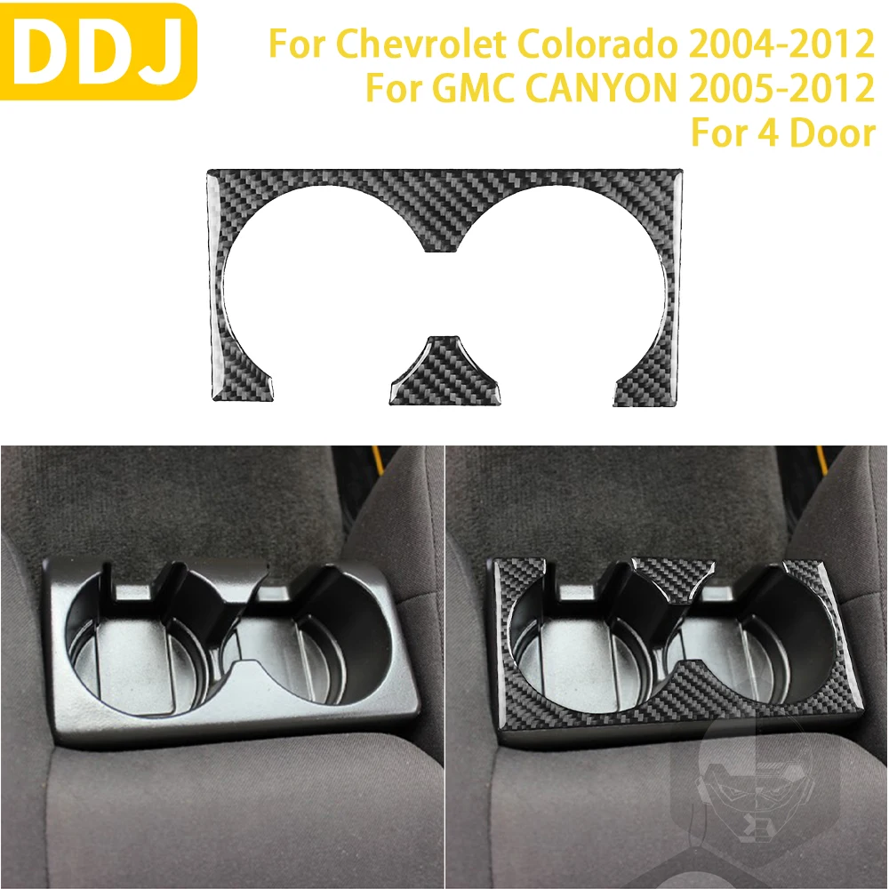 

For Chevrolet Colorado For GMC Canyon Accessories Car Carbon Fiber Interior Rear Cup Holder Panel Trim Sticker Decoration