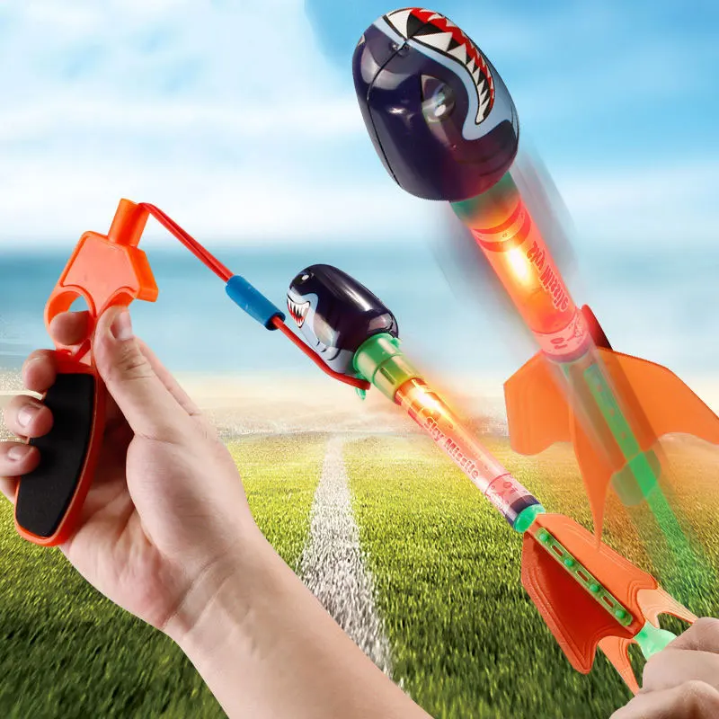 

PB Playful Bag Children's Outdoor Rocket Launching Slingshot Flying Arrow Toy Kid Sports Education Gift PU Luminous Missile TG44