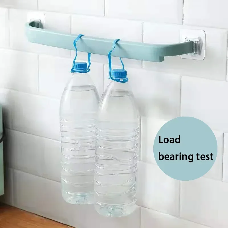 Adhesive Towel Rack Bathroom Towel Bar Shelf Wall Mounted Hanger Toilet Suction Cup Holder Kitchen Organizer