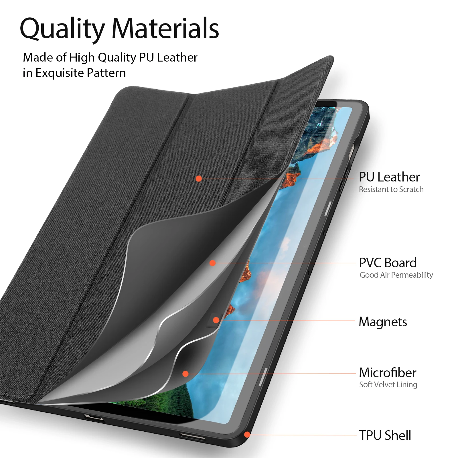 Premium Trifold Stand Tablet Case with Stylus Holder & Auto Sleep/Wake Feature