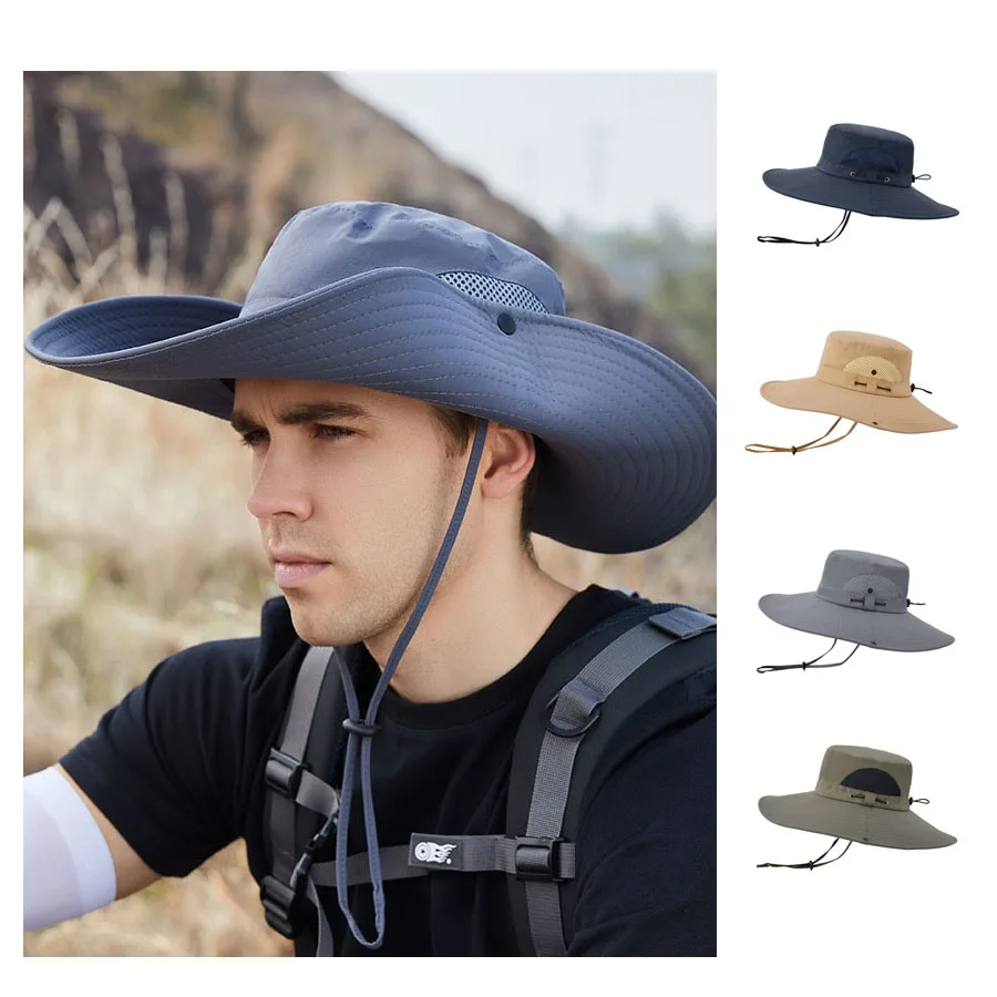 

Men's Summer Hat Big Eaves fisherman's Cap Sunshade Outdoor Hats Mountaineering Sunscreen Breathable Sun Caps Men Cycling