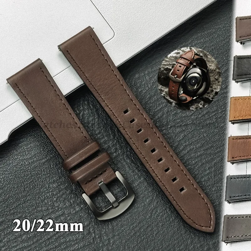 Vintage Brown Leather Watch Strap - Premium 20mm & 22mm Band