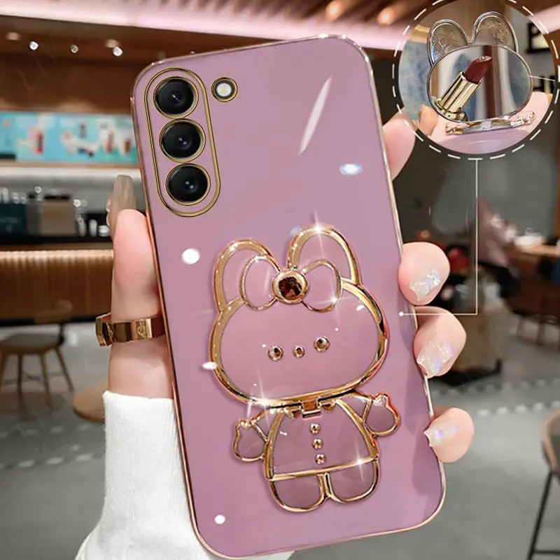 thumbnail image 1 of Mirror Plating Phone Holder Case For Samsung Galaxy S23 S20 S22 S21 S10 S9 S8 Note 10 20 8 9 Plus Ultra 5G S20 Fe Stand Cover, 1 of 5