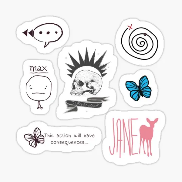 Stickers Car Stickers Label Sticker Graffiti Stickers Transparent Sticker Life Is Strange Sticker Sheet 5PCS for Water Bottles Car Window