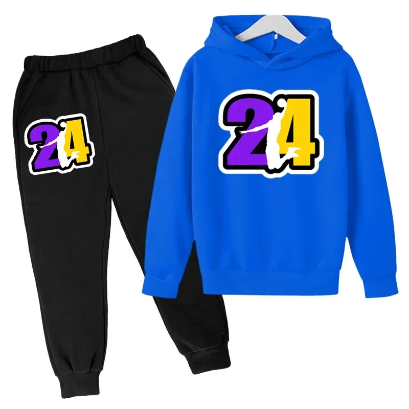Kids Sports Suit Basketball Training Clothes Children Clothing Hoodies Pant Set 3-12 Years Basketball 24 Print