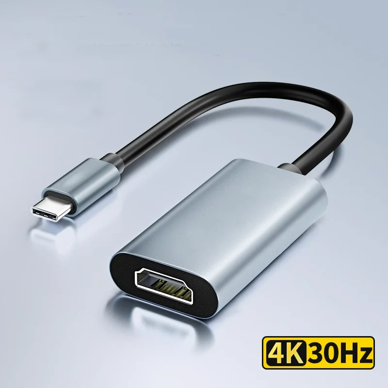 Кабель-адаптер дисплея з алюмінієвим корпусом USB C до 4K@30 Гц, сумісний із HDMI, сумісний із ноутбуками Thunderbolt5/4/3 i/phone16/15