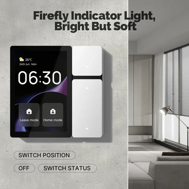 MOES-Smart Remote Control Panel Screen, 3 Relés, 3 Botões Físicos, Controle Remoto IR, Bluetooth, Sigmesh Hub, Built-in Wi-Fi, 3,5 polegadas 4