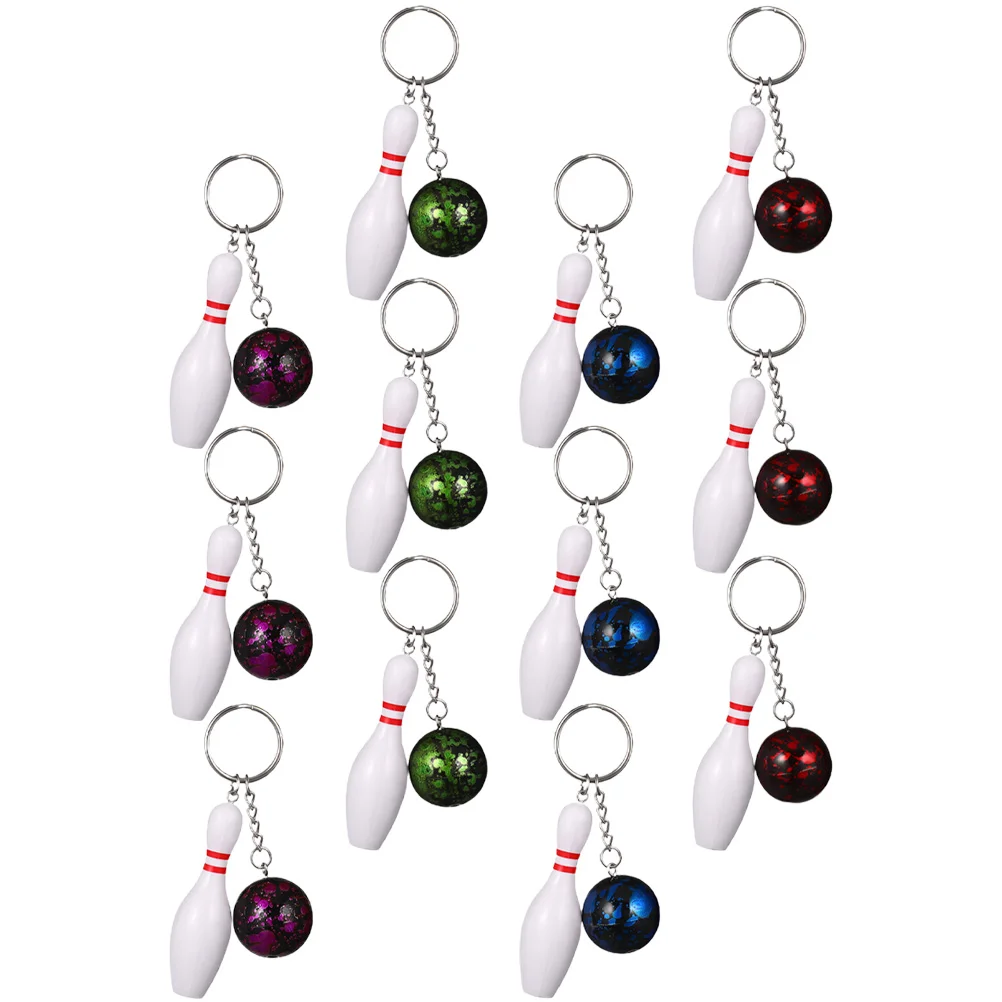 12Pcs Decorative Bowling Keychains Bag Backpack Hanging Keychains Decors Small Bowling Keychains