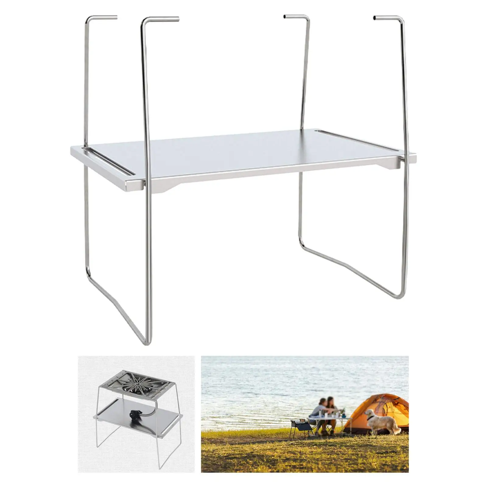 Single Unit Frame Stove Table with Bag Multifunctional Stand Folded Shelf for Family Reunions Hiking Backpacking Garden Fishing