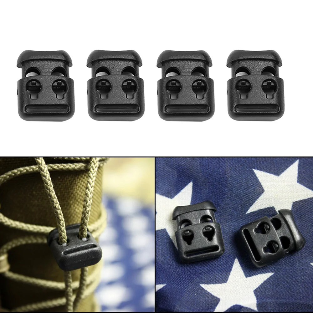 10pcs Black Medium Plastic Non-slip Toggle Clip Stopper Cord Lock
