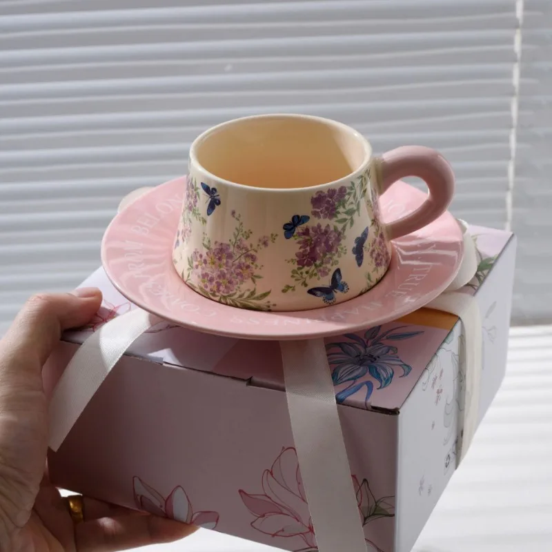 Purple Wisteria Coffee Cups Plates Antique Design Coffee Shop Wedding Gifts Gifting Souvenirs Gifts for People Exquisite Set