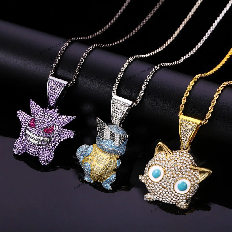 

Pokemon Action Figures Gengar Pikachu Snorlax Pendant Cartoon Clavicle Chain Lucky Charms Necklace Birthday Gift for Kid Toys