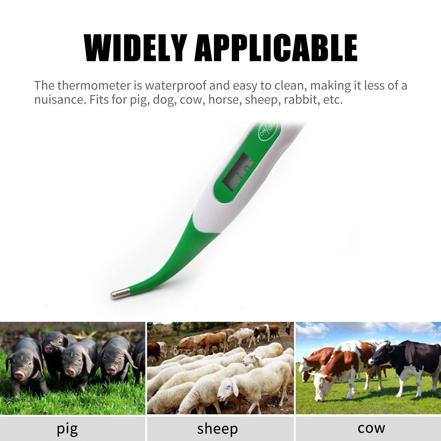Animal Thermometer Digital LED Display Thermometer Fast Reading Accurate Waterproof Pet Digital for Horse Pigs Sheep