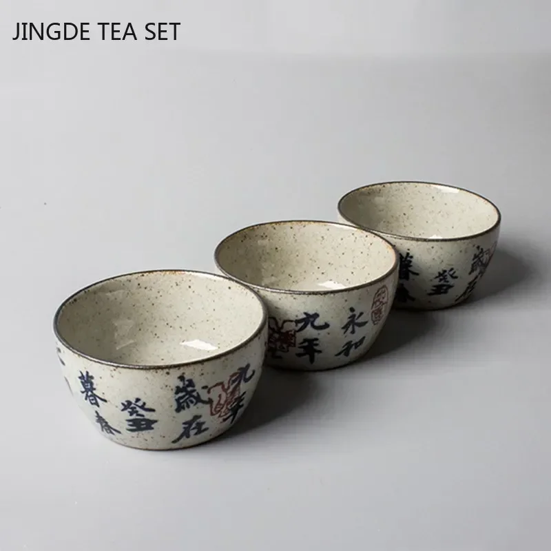 Jingdezhen Ceramic Tea Cup Antique Rough Pottery Teacup Personal Single Cup Hand-painted Master Cup Tradition Tea Bowl Drinkware
