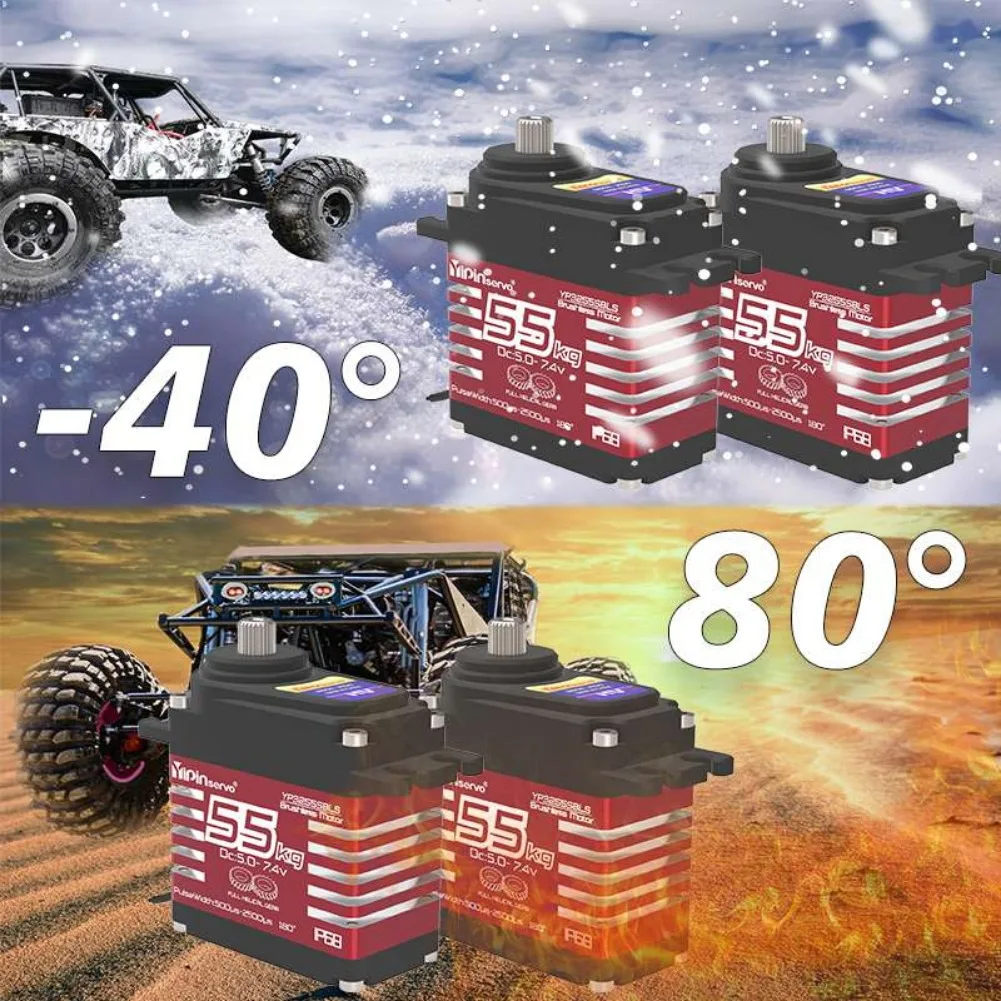 55kg yp3255bls digitaler Servomotor bürstenloser, halb metall winkel gesteuerter ip68 mit hohem Drehmoment für 1:8 1:10 trx6 scx10 rc Crawler – Detail 5