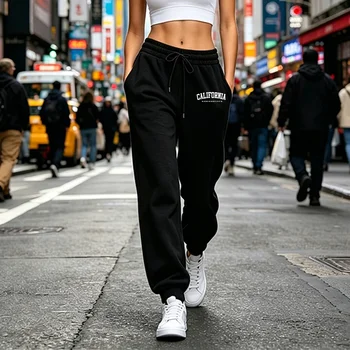2026 Womens Sweatpants Print Casual Sports Fitness Pants Outdoors Jogging Woman Clothes Trousers Daily Elastic Waist Streetwear