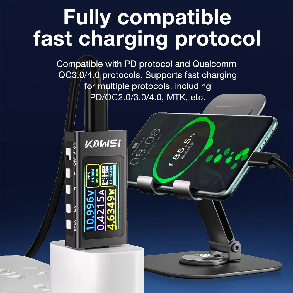 Type-C Tester with Color Screen Display - Voltage & Current Meter and Power Monitor