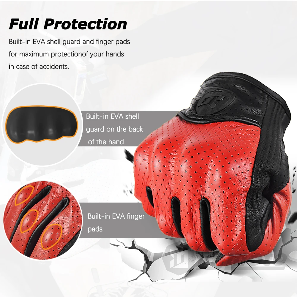 Retro Leather Motorcycle Gloves Comfortable Wear-Resistant Motocross Gloves Full Finger Protection Moto
