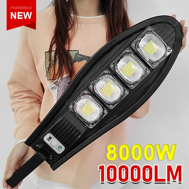 10000LM potenti lampade solari 3 modalità 8000W luce solare esterna  impermeabile lampione faretto telecomando per casa