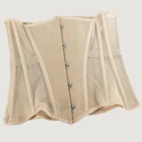 Corset d'entraînement de taille pour femmes, haut en spirale en acier désossé, sablier gothique, respirant, Sexy, maille sous le buste, Bustier, ceinture amincissante 3