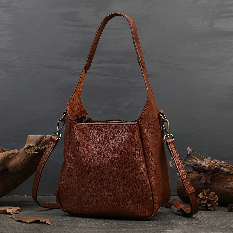 

new leather women's bag solid color women's hand messenger bag top leather bag women's bag