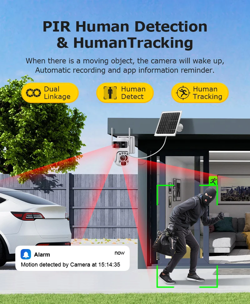 6K 4G SIM Solar Camera 60X ZOOM WiFi Security Cameras Outdoor Surveillance Cam P